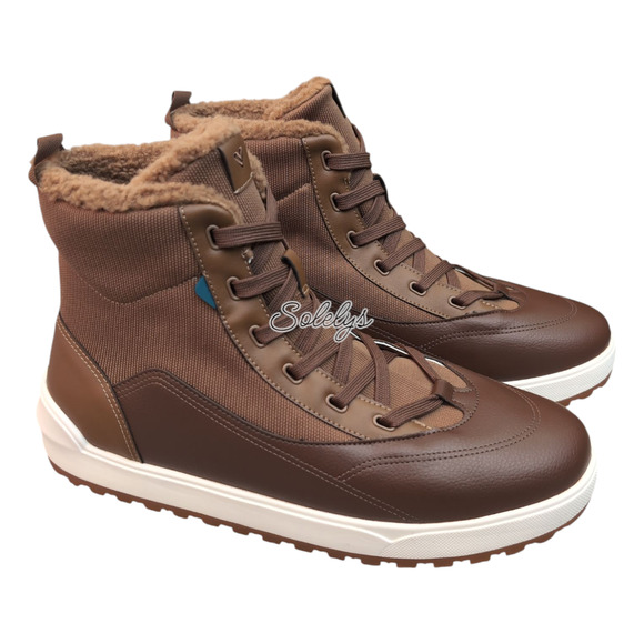 Vessi Alta Mens 13 High Top Waterproof Vegan Leather Dark Teak Tan Brown Boot - Picture 4 of 9